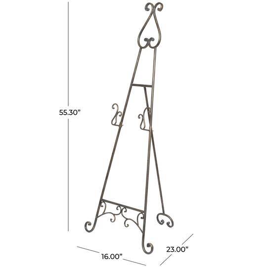 55" Bronze Metal Adjustable Display Stand Scroll Easel